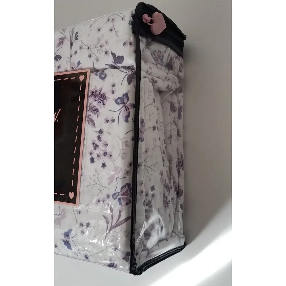 Betsey Johnson King Sheet Set Purple‎ Floral Flowers Butterfly 6pc Bedding NEW